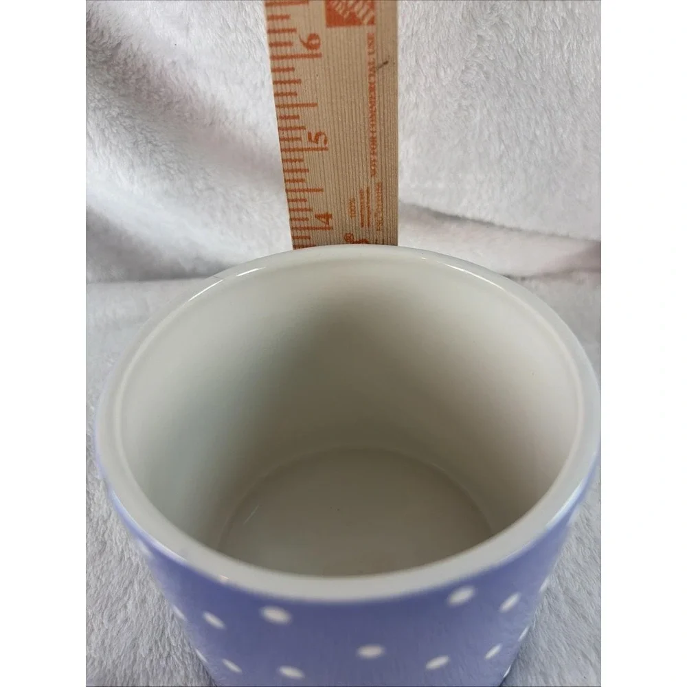 Vintage Teleflora Gift Purple Polka Dot Ceramic Trinket Box 3D Violet Floral Lid